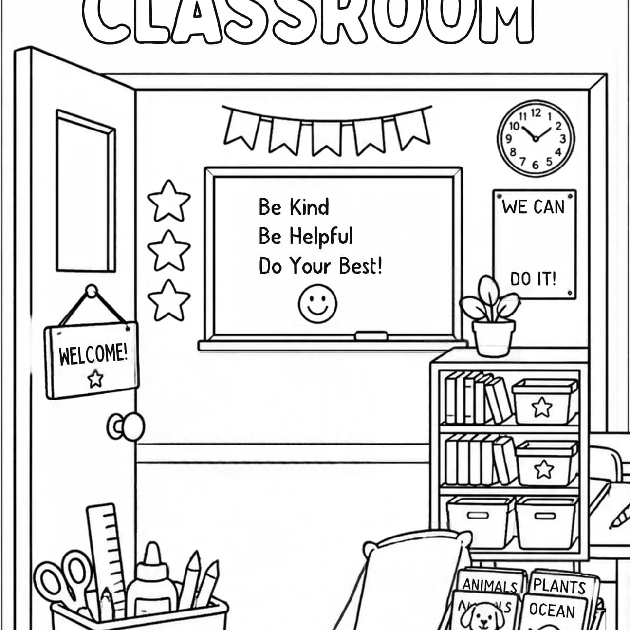 Classroom Theme Children's Coloring Book (New)